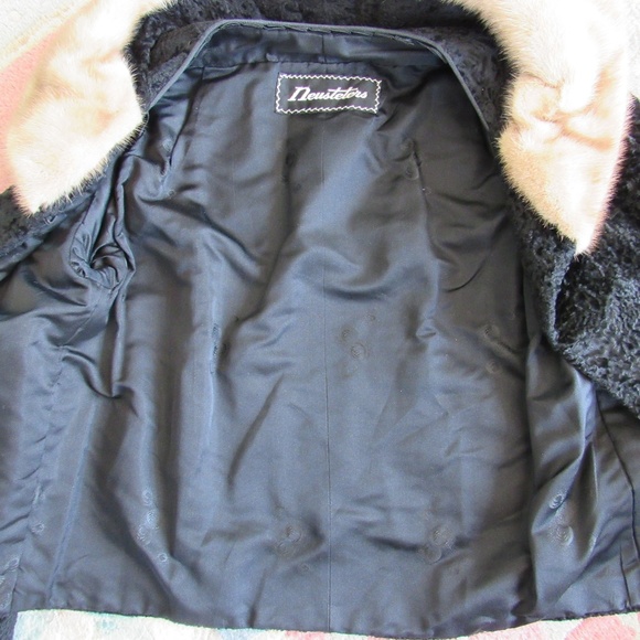 Vintage Designer Wool and Mink Coat Sz L - Picture 6 of 8